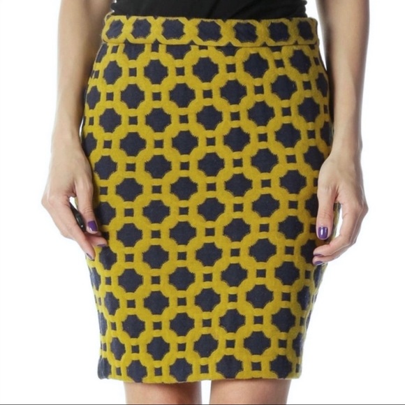 Anthropologie Dresses & Skirts - Anthropologie Chartreuse Geometric Pencil Skirt